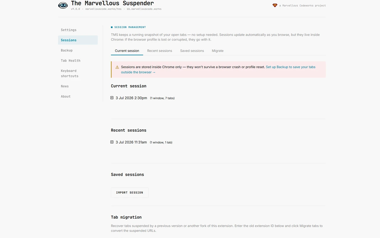 The Marvellous Suspender — Session management